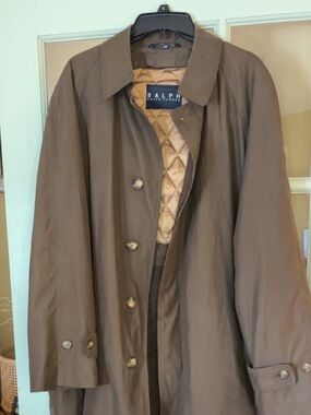 Ralph Lauren Brown Single-Breasted Trench Coat with Quilted Liner